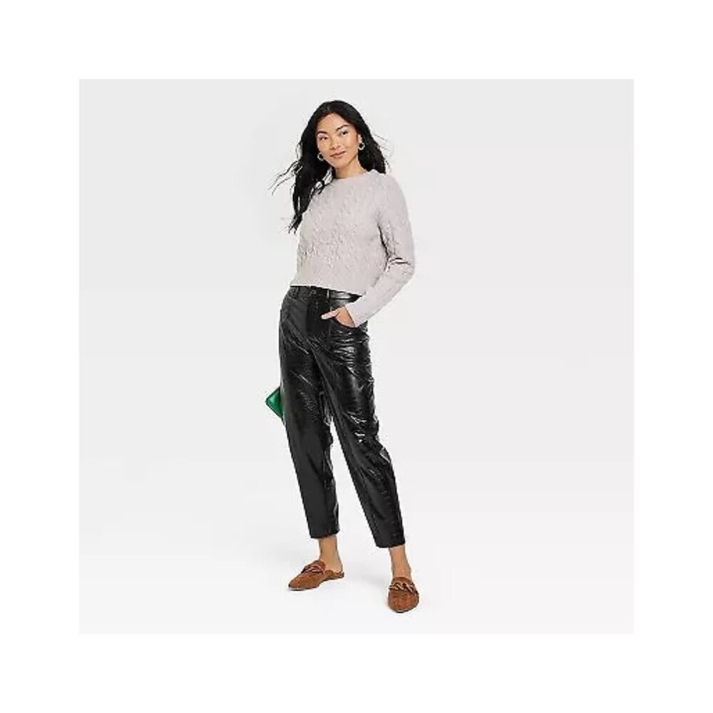 NWT Women's High-Rise Faux Croc Pants - A New Day - Picture 2 of 2
